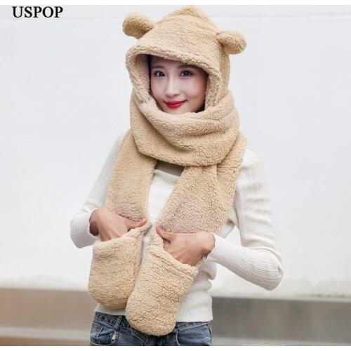 USPOP Winter Hats Scarf Set Cute Women Cute Hats