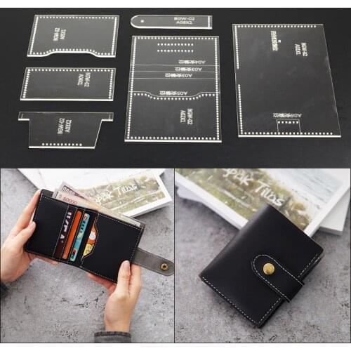 1set Laser Cut Clear Acrylic Template Pattern For DIY Handmade Short Wallet Messager Bag Leathercraft
