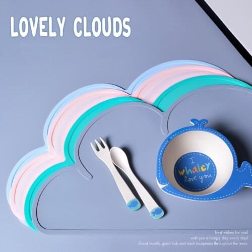 1Pc Cloud Shape Placemat Kids Plate Mat Food Grade Silicone Table Pad Waterproof Heat Insulation Kitchen Gadget Easy Cleaning