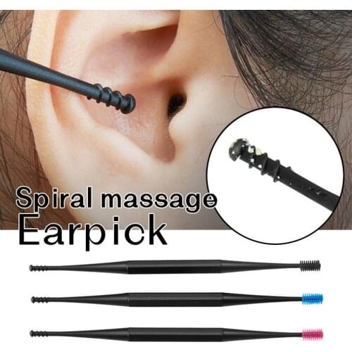 1PC Soft Silicone Ear Pick Double-ended Earpick Ear Wax Curette Remover Ear Cleaner Spoon Spiral Ear Clean Tool Spiral Design
