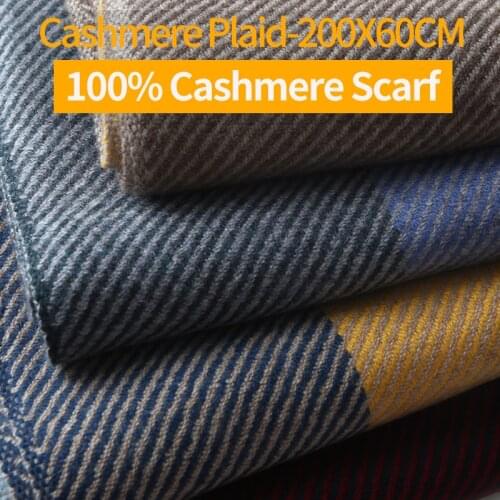 100% Cashmere Scarf for Women Men Plaid Cashmere Scarves Ladies Winter Warm Plaid Long Scarves with Tassel Shawl Wraps Cashmere