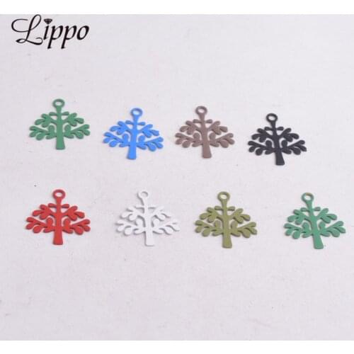 100pcs AC9063 8mm*10mm Tree Charms Trees Articles Pendants Diy earrings Jewelr