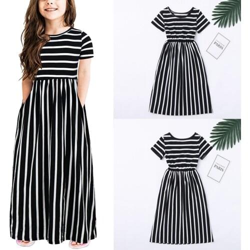 2020 Sweet Toddler Baby Girls Dress Striped Print Dress Kids Dresses Clothes Kids Baby Princess Dresses Children Clothes