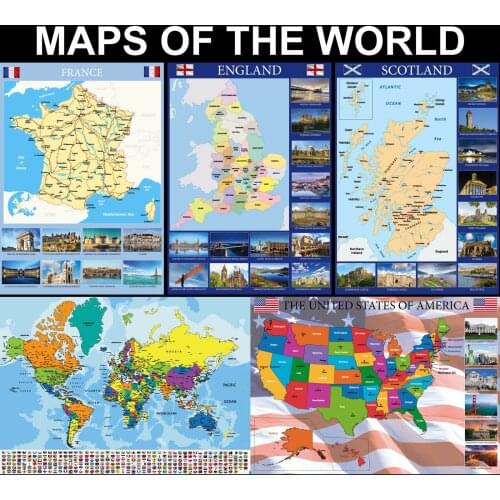 29Style Choose MAPS OF THE WORLD, MAPS OF ENGLAND PICTURE Art Silk Print Poster Wall Decor Room Painting