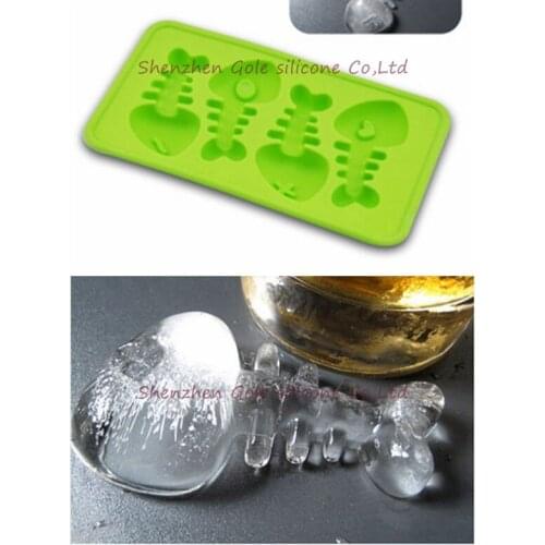 50pcs/lot Free Shipping Silicone Fish Bone Shaped Ice Cube Trays Mold Maker