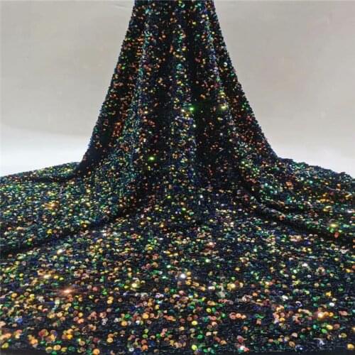 African Sequin velvet Lace Fabric 2020 High Quality Lace French Tulle Lace Fabric Nigerian Lace Fabrics for dress runs66-383