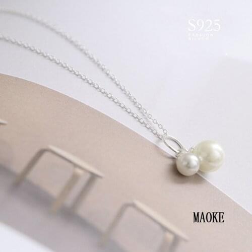 Promotion S925 SV Necklace Temperament Celebrity Style Simple Pearl Necklace for Womens Fashion Gifts