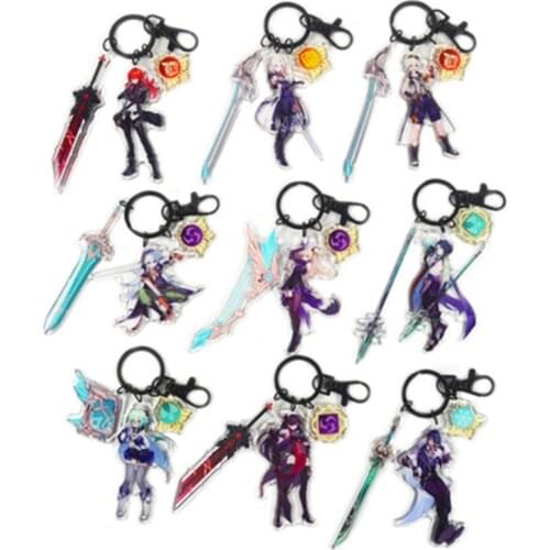 Anime Game Genshin Impact COSPLAY DILUC KEQING VENTI And Other Character Keychains, A Gift Combining Multiple Elements