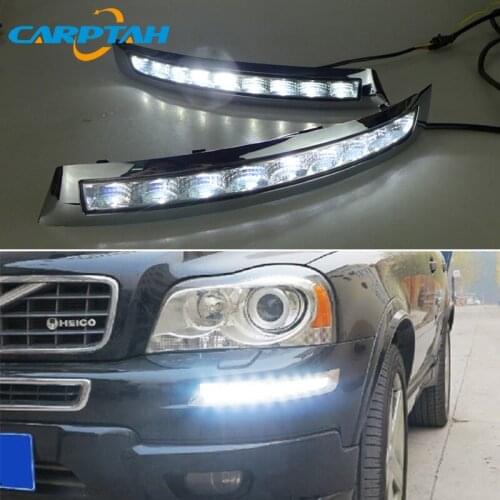 Car LED Daytime Running Lights DRL For Volvo XC90 2007 2008 2009 2010 2011 - 2013 Dynamic Yellow Turn Signal Daylihgts Headlamp