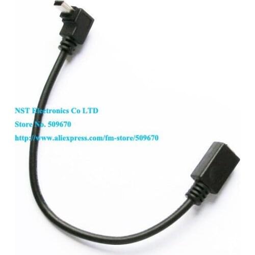 Free Shipping/ 2pcs/High Quality Mini USB 5Pin Straight Female Cable to Mini down Angle Male 90 Degrees cable/Cord 20cm New