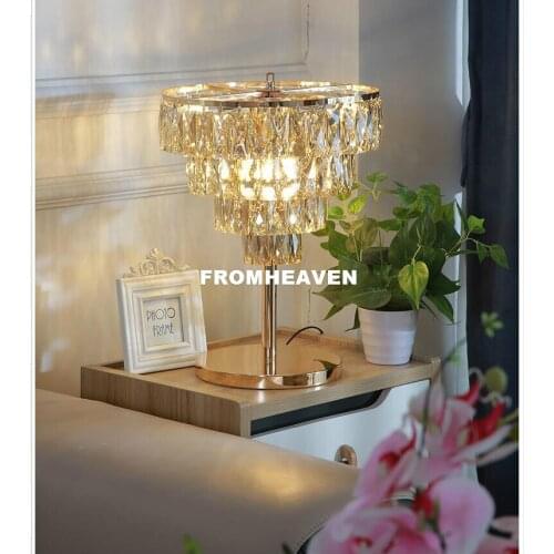 Free Shipping K9 Crystal Modern Golden Color Crystal Table Lamp Luxury Lustres De Cristal Table Lamp Floor Lamp Bedside Lighting