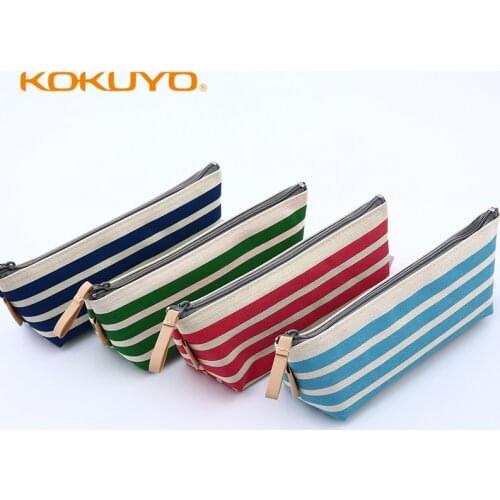 Kokuyo Repete Three-dimensional Striped Pencil Case Waterproof Canvas Multi-layer Classification Storage Box for Students