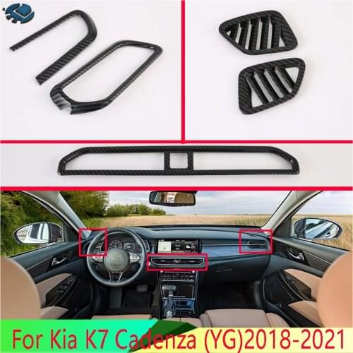 For Kia K7 Cadenza (YG)2018-2021 Carbon Fiber Style Air Vent Outlet Cover Dashboard Trim Bezel Frame Molding Garnish