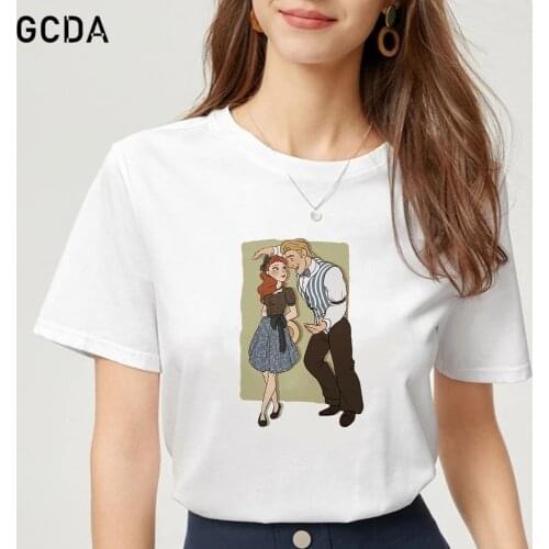 Hot Funny Cartoon T Shirt Men Fashion T-shirt Anna and Kristoff Lovers Graphic Anime Tshirt Hip Hop Harajuku Top Tees