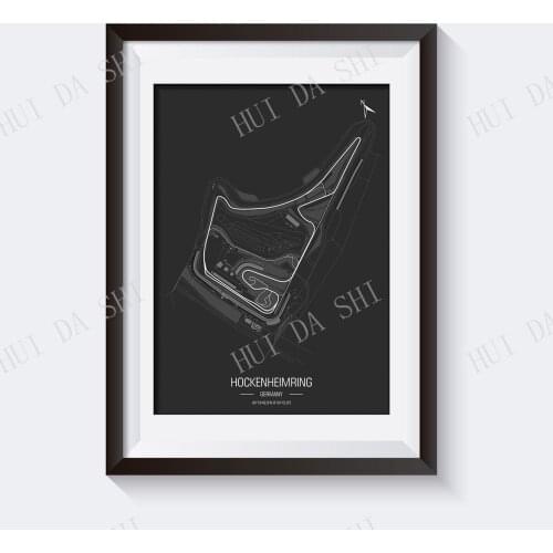 Hockenheimring, Hockenheim Circuit , German Grand Prix. Formula 1 Race Track Poster