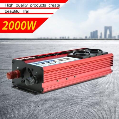 Solar Power Inverter High Efficiency Pure Sine Wave Inverter Home Car RV Solar Power Converter with LCD Display 2000W