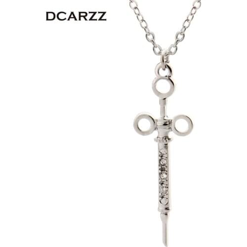 20 pcs Syringe Necklace Silver Gold Pendant for Women Hospital Nurse Doctor Gift Medical Jewelry Wholesale