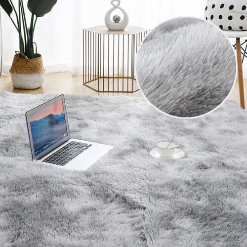 Coffee Table Mat Long Hair Washed Floor Mat Tie-Dye Gradient Color Carpet Bedroom Living Room