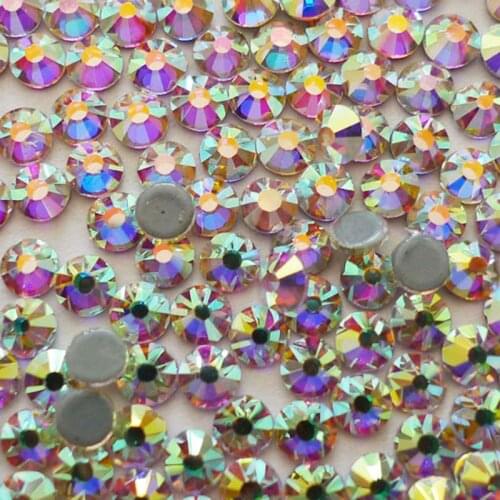 Crystal AB SS6-SS40 DMC HotFix Rhinestones Flatback Glass Iron-on Stones For Clothing garment shoes bags nail jeans Decorations