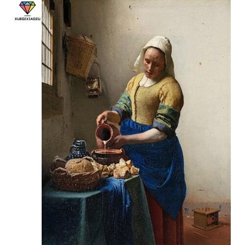 XUEQIXIAOZU Full Round Diamond drawing Artistic portrait Diamond embroidery 5D DIY Diamond setting Mosaic painting Decorate gift