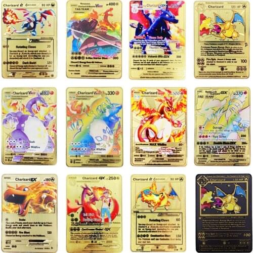 Metal Collection Card Pokemon Cards V VMAX GX Card Charizard Pikachu Mcharizard Card Collection Gift Kids Game transaction