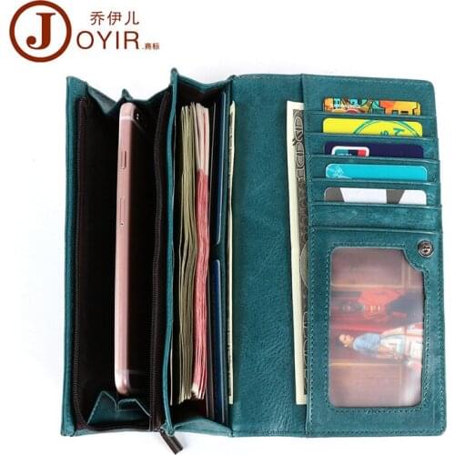 Fashionable Ladies Purse Retro Leather Multi-card Holding Bag Mobile Phone Bag RFID Womens Wallet