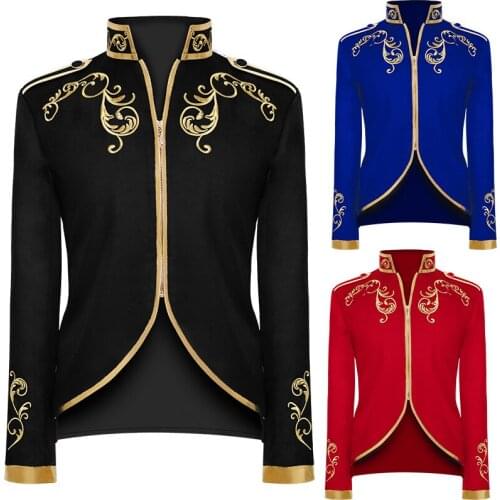 2021 Mens New Fashion Palace Gold Embroidered Stand Collar Zipper blazers