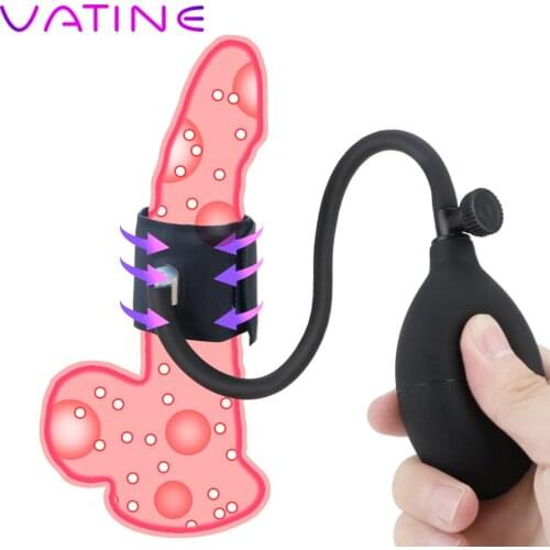 VATINE Inflatable Penis Pump Enlarger Sex Toys for Men Erotic Penis Trainer Male Enhancement Pumps Cock Pumping Sleeve