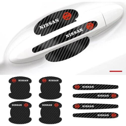 Car Door Sticker Carbon Fiber Scratches Resistant Cover Auto Handle Protection Film For Nissan X-Trail T32 Qashqai J11 Murano