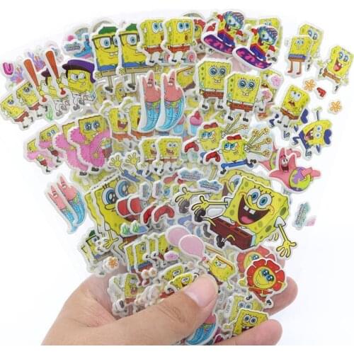 10pcs Cute Cartoon Sponge Baby 3D Bubble Sticker Album Decoration Stickers Children Stationery Stickers (Style Random)