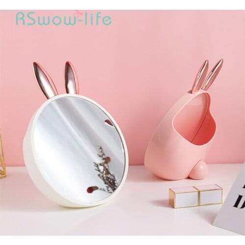 Desktop Makeup Mirror Vertical Portable Storage Box Integrated Makeup Mirror Makeup Vanity Vanity Mirror Round Mirror