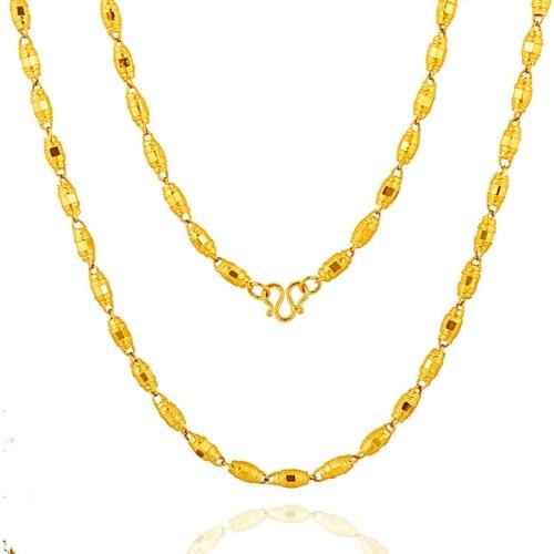 4mm Thin Beads Chain Necklace Men Jewelry Yellow Gold Filled Classic Male Fashion Clavicle Accessories Gift