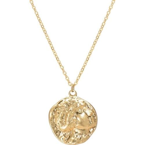 Fever&Free Ancient Roman Portrait Necklace Vintage Gold Color Coin Pendant Necklace For Female 2019 Wholesale Kolye Gift Jewelry