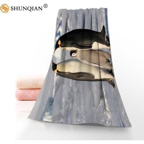 Face Towel/Bath Towel Custom Spheniscidae Microfiber Hair/Face/Shower Towels Size 35x75cm, 70x140cm