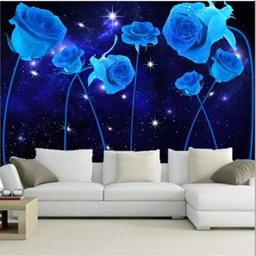 The custom 3D murals,3D Beautiful blue roses, sky background papel de parede,living room sofa TV wall bedroom wall paper