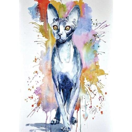 Needlework Diamond Painting Mosaic Diamond Embroidery Sphynx Cat color 3d Picture Of Rhinestones drill square Home Decor FF921