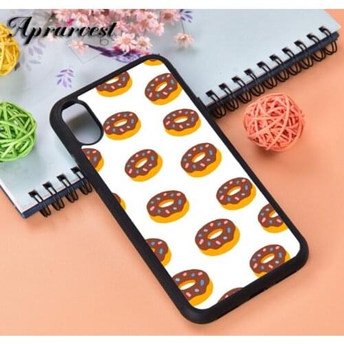 Aprarvest Donuts Pattern Silicone Rubber Phone Case Cover For iPhone 6 6S 7 8 PLUS X XS XR 11 12 MINI PRO MAX