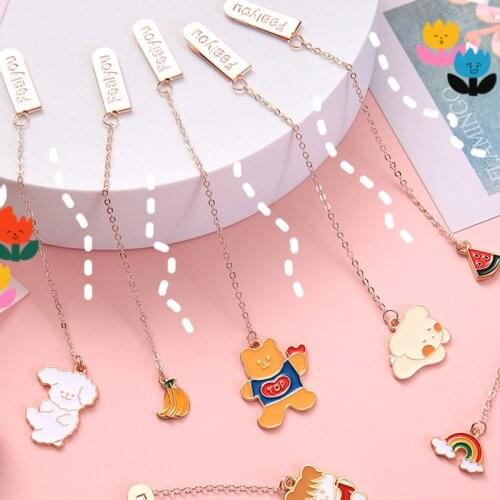 Cute Metal Pendant Bookmark Student Metal Folder Stationery School Office Supply