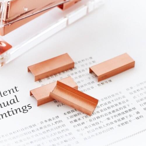 1000pcs Rose Gold Staples Kawaii Stationary Stitching Needle Staples 12# 24/6 Metal Staples Office Stationery Binding Supplies