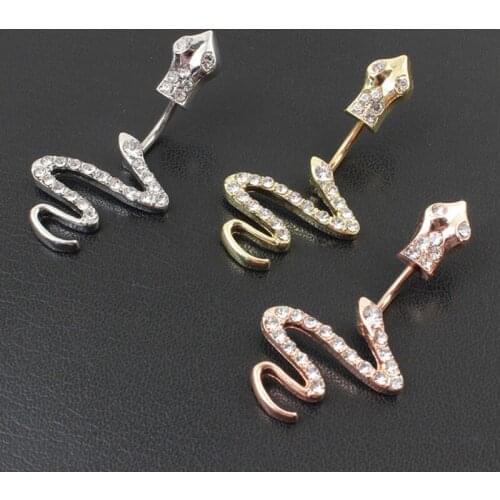 Rhinestone snake belly button ring navel piercing women body piercing jewelry sexy jewelry medical steel hyperallergenic