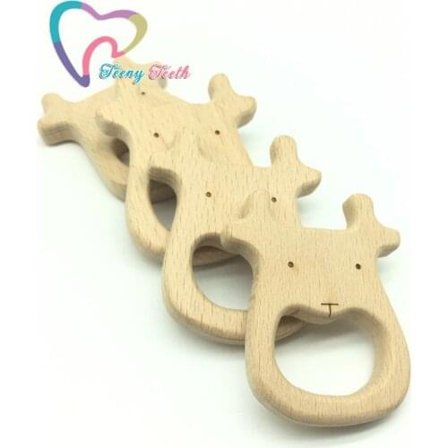 Teeny Teeth 20 pcs Beech Wood New Moose Pendants Teether Baby Crib Toy Teething Accessories DIY Wood Teething Pendants,New Moose