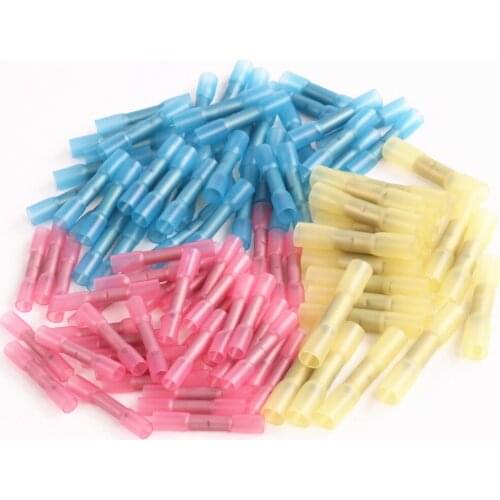200PCS Heat Shrink Butt Terminals Insulated Electrical Wire Connectors AWG 22-10 Cable Crimping Terminals Connector Kit