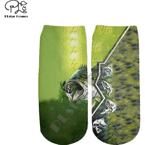 PLstar Cosmos Amazing Fishing 3D Printed Cotton Socks Colorful Brand Warm Animal Short Ankle Unisex Fashion Casual Sock Style-F3