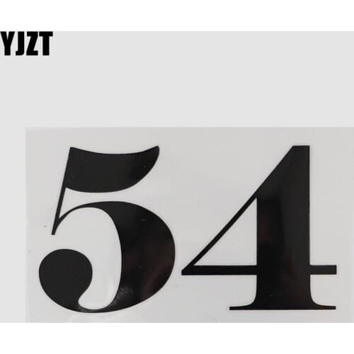 YJZT 15CM×8.5CM 54 Numbers Vinyl Car Stickers Personality Numbers Motorcycle Decal Black/Silver 13D-0781