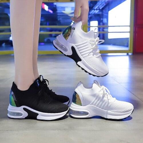 Women Tennis Shoes Air Cushion Height Increase Mesh Sports Sneakers for Fitness Breathable Female Walking Trainers Jogging Shoes