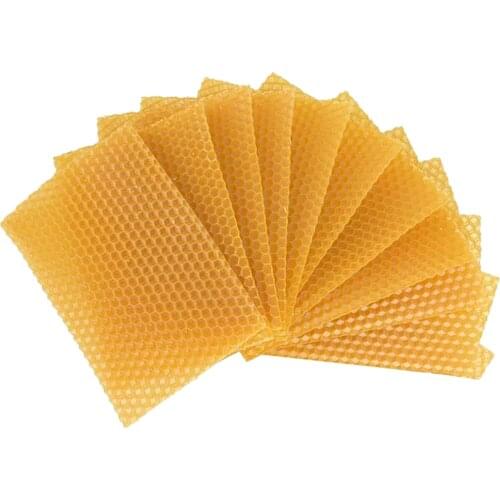 10x Beeswax Sheets for Rolling Candle Making, Bee Hive Foundation Wax Frame