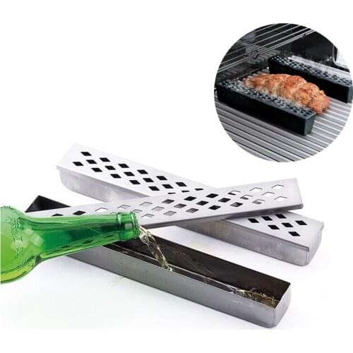 2Pcs BBQ Smoker Box Wood Chips for Outdoor Charcoal Gas Barbecue Grill Meat Infused Smoke/Wine Flavor Grill Accessories