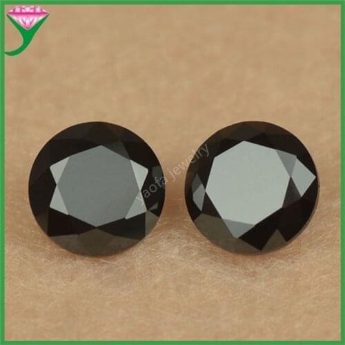 3~20mm Good Quality Black Color Round Shape Brilliant Cut Synthetic Cubic Zirconia Stone Beads Loose Gems For Jewelry