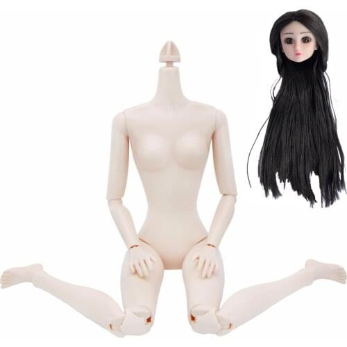 3D Head Deep Brown Straight Hair DIY Accessories For 1/6 BJD Doll as for 16 Joints Body Best Girls Gift Child Toy