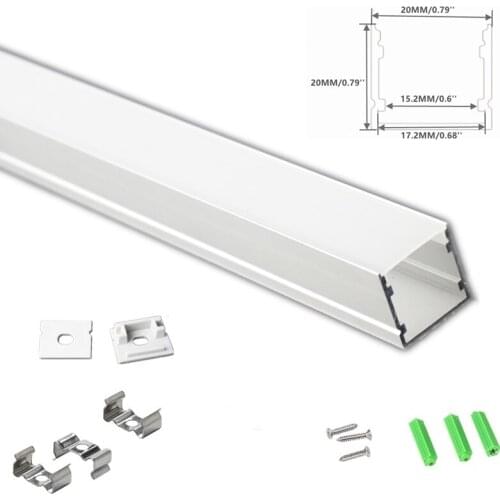 5/10-Pack 3.3FT 1M Strip Channel Matte Diffuser,Under Cabinet Counter Double Row 17.2MM Wide Tape 20MM Square Aluminium Profile